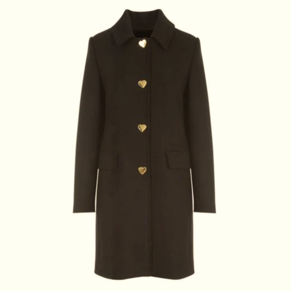 NWT LOVE MOSCHINO Black Wool Coat - Size 10